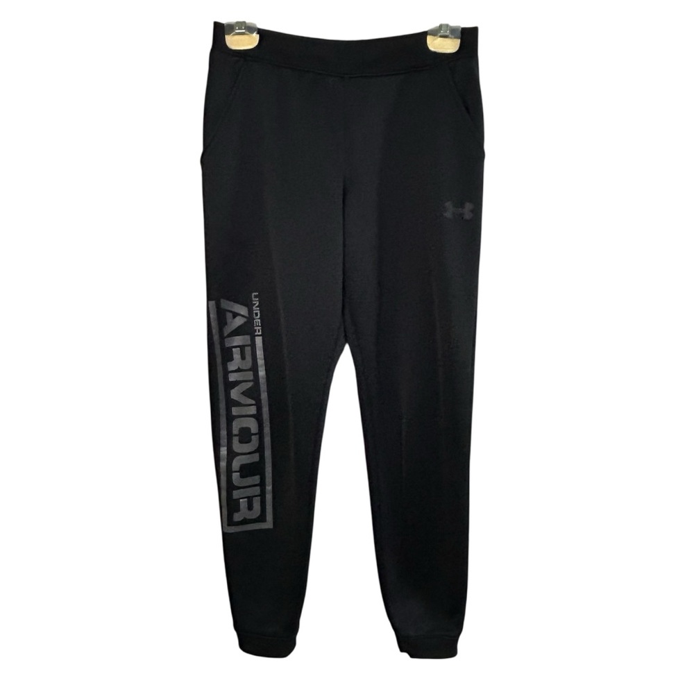 Under Armour Black Joggers Logo Pockets Drawstring Sports Athletic Sz YLG